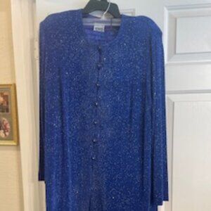 R&M Richards by Karen Kwong Plus Size evening pantsuit with long sequined jacket